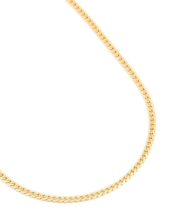 Waterproof Gold Plated Stainless Steel Flat Chain Necklace