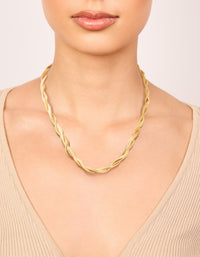 Waterproof Gold Plated Stainless Steel Snake Chain Twisted Necklace - link has visual effect only