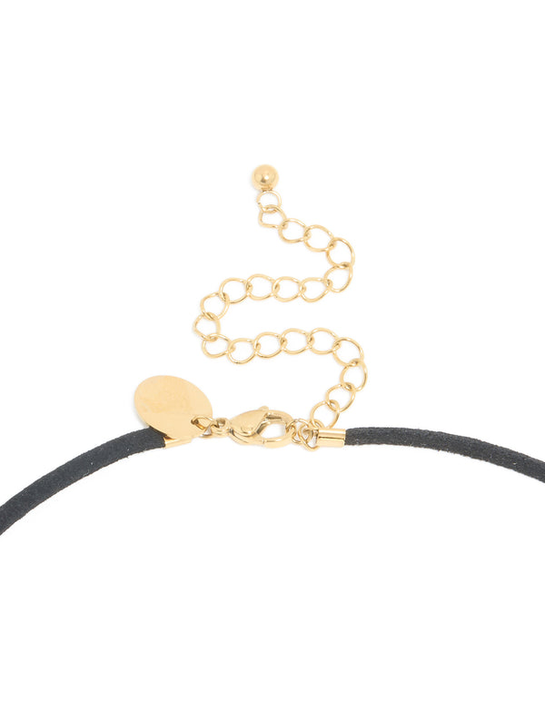 Waterproof Gold Plated Stainless Steel Rectangle Pendant Cord Necklace