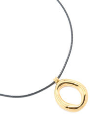 Waterproof Gold Plated Organic Open Pendant Cord Necklace - link has visual effect only