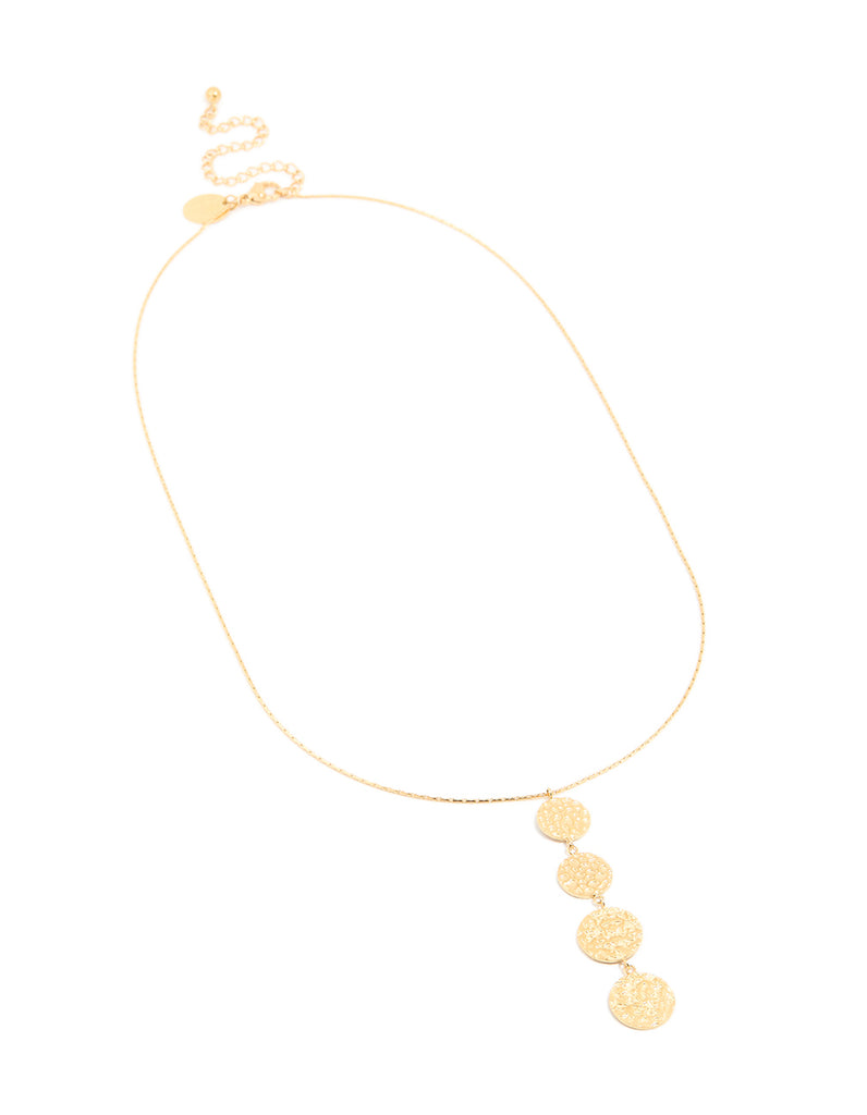 Waterproof Gold Plated Stainless Steel Multiple Dimple Discs Necklace ...