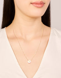 Waterproof Gold Plated Stainless Steel Flower Pendant Necklace - link has visual effect only