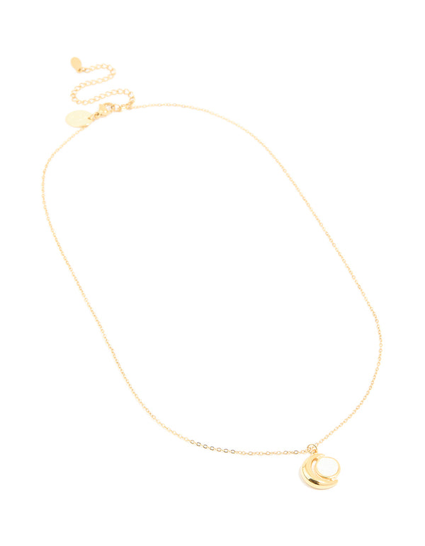 Waterproof Gold Plated Stainless Steel Full & Crescent Moon Phase Necklace