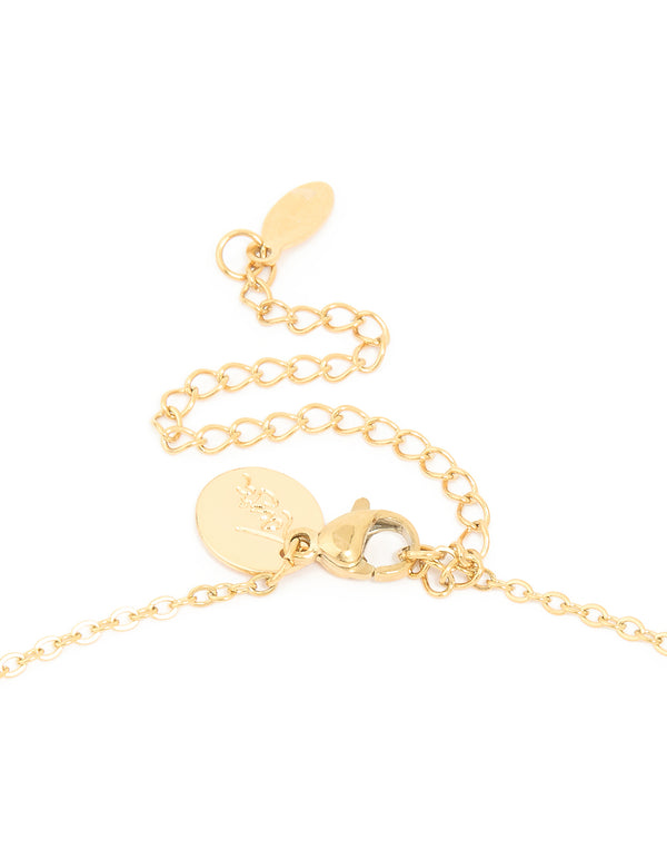 Waterproof Gold Plated Stainless Steel Cross & Mary Pendant Necklace