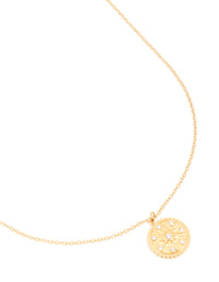 Waterproof Gold Plated Diamante Detail Sundial Pendant Necklace - link has visual effect only