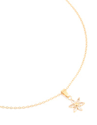Waterproof Gold Plated Stainless Steel Cubic Zirconia Flower Pendant Necklace - link has visual effect only