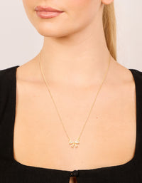 Waterproof Gold Plated Stainless Steel Cubic Zirconia Bow Pendant Necklace - link has visual effect only