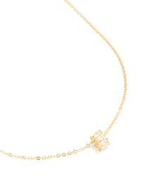 Waterproof Gold Plated Stainless Steel Cubic Zirconia Baguette Pendant Twisted Necklace - link has visual effect only