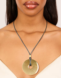 Waterproof Gold Plated Stainless Steel Circle Pendant Dainty Cord Necklace - link has visual effect only