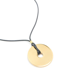 Waterproof Gold Plated Stainless Steel Circle Pendant Dainty Cord Necklace - link has visual effect only