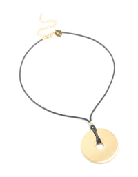Waterproof Gold Plated Stainless Steel Circle Pendant Dainty Cord Necklace - link has visual effect only