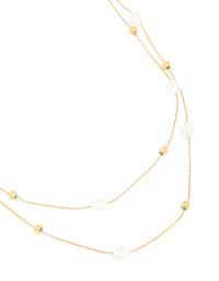 Waterproof Gold Plated Stainless Steel Pearl & Beaded Ball Layered Necklace - link has visual effect only