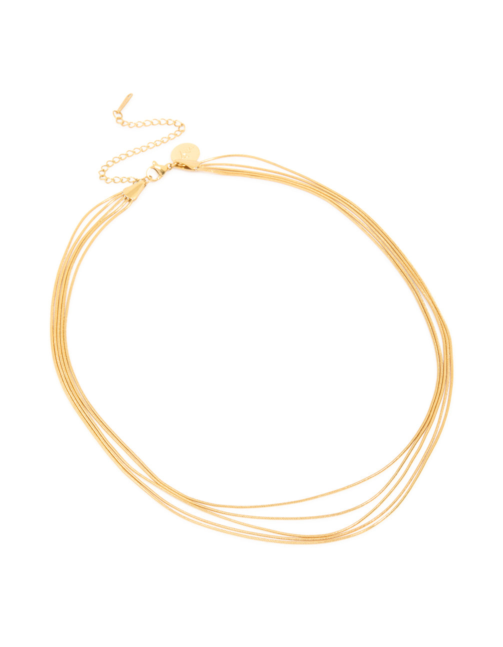Waterproof Gold Plated Stainless Steel Multi Snake Chain Layered Necklace