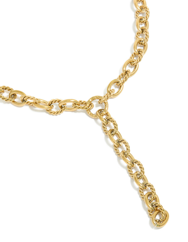 Waterproof Gold Plated Stainless Steel Chunky Chain Y-Necklace