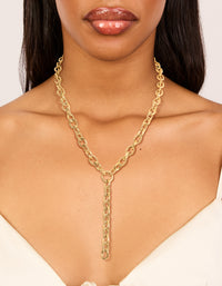Waterproof Gold Plated Stainless Steel Chunky Chain Y-Necklace - link has visual effect only