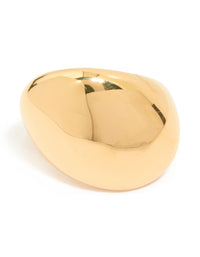 Waterproof Gold Plated Stainless Steel Smooth Pebble Ring - link has visual effect only