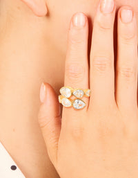 Waterproof Gold Plated Stainless Steel Cubic Zirconia Graduating Pear Wrap Ring - link has visual effect only