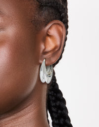 Waterproof Stainless Steel Oval Concave Huggie Earrings - link has visual effect only