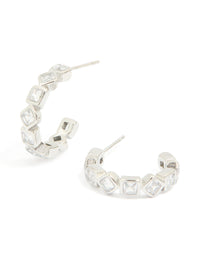 Waterproof Stainless Steel Diamante Steel Half Hoop Earrings - link has visual effect only