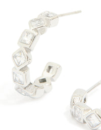 Waterproof Stainless Steel Diamante Steel Half Hoop Earrings - link has visual effect only