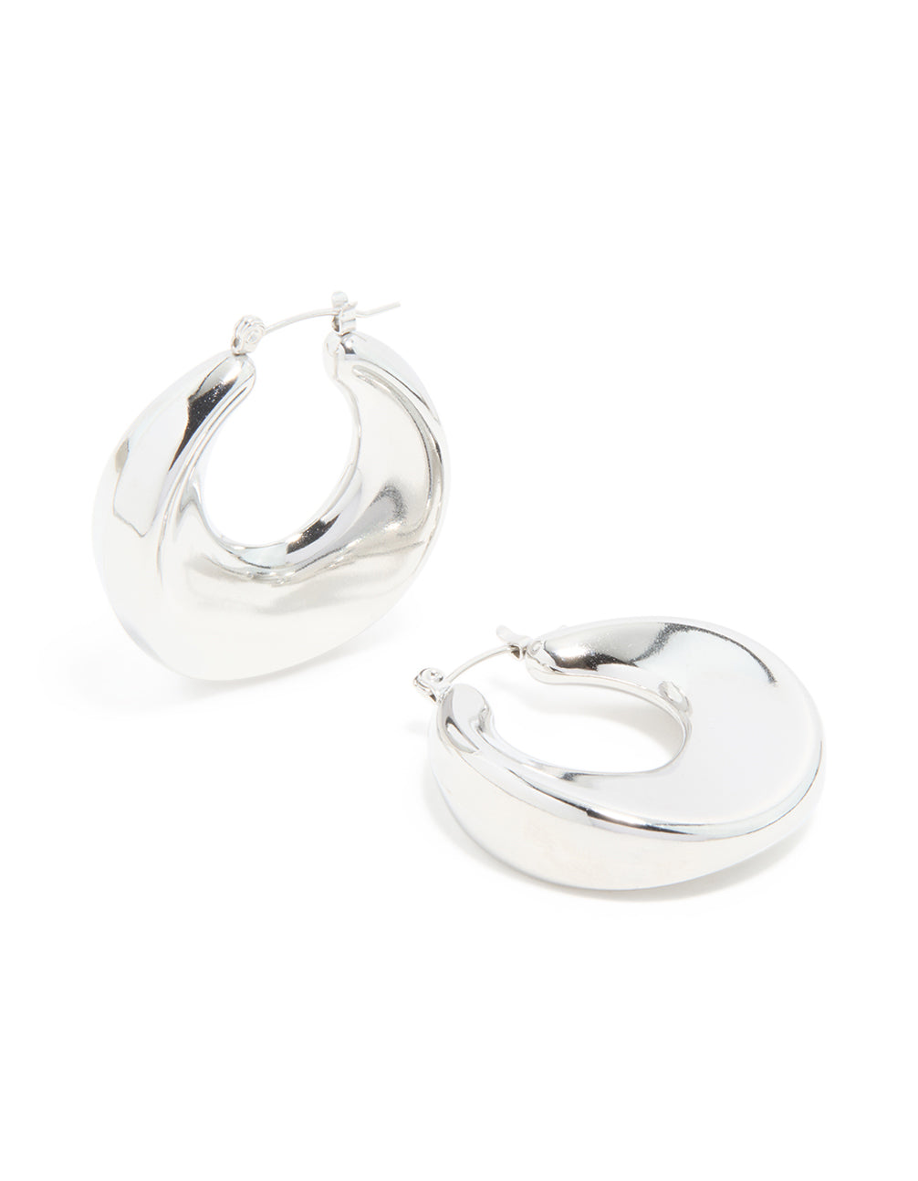 Crafted from waterproof stainless steel large hoop earrings in silver front view