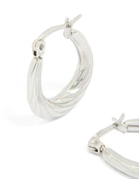 Waterproof Textured Stainless Steel Oval Hoop Earrings - link has visual effect only