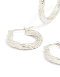 Waterproof Stainless Steel Twisted Hoop Earrings 3-Pack - link has visual effect only