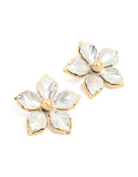 Waterproof Mixed Metal Plated Stainless Steel Statement FlowerStud Earrings - link has visual effect only