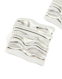 Waterproof Stainless Steel Textured Square Stud Earrings - link has visual effect only