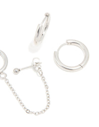 Waterproof Stainless Steel Chain & Huggie Earrings 3-Pack - link has visual effect only