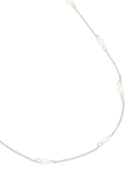 Waterproof Stainless Steel Pearl Station Necklace - link has visual effect only