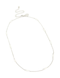 Waterproof Stainless Steel Pearl Station Necklace - link has visual effect only