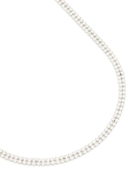 Waterproof Stainless Steel Cubic Zirconia Tennis Layered Necklace - link has visual effect only