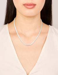 Waterproof Stainless Steel Cubic Zirconia Classic Tennis Necklace - link has visual effect only