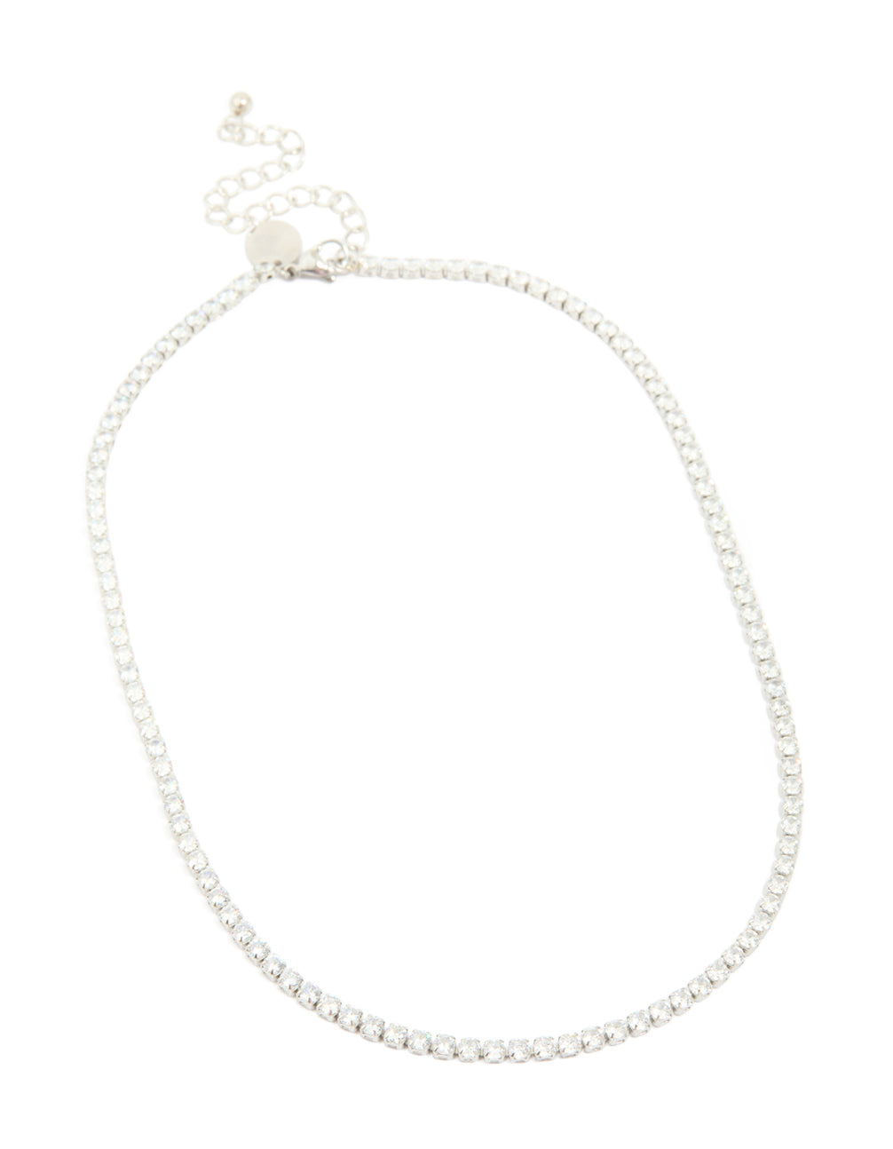 Elegant waterproof stainless steel classic tennis necklace with cubic zirconia front view