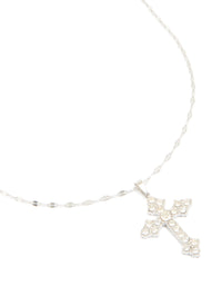 Waterproof Stainless Steel Cubic Zirconia Gothic Cross Fine Necklace - link has visual effect only