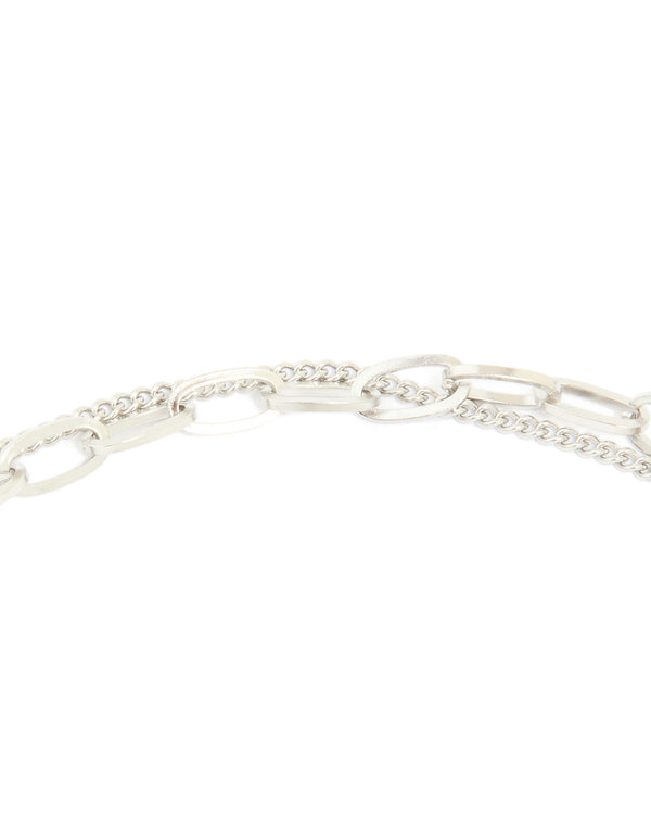 Waterproof Stainless Steel Molten Pendant & Chain Layered Necklace