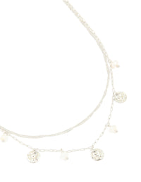 Waterproof Stainless Steel Pearl & Molten Pendant Chain Layered Necklace - link has visual effect only