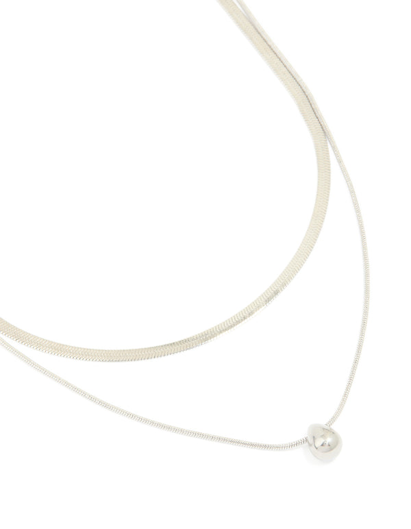 Waterproof Stainless Steel Chain & Pebble Layered Necklace