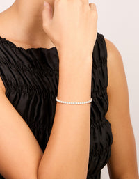 Waterproof Stainless Steel Cubic Zirconia Tennis Bracelet - link has visual effect only