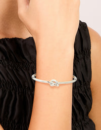 Waterproof Stainless Steel Basic Knotted Centre Wrist Cuff - link has visual effect only