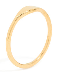Waterproof Gold Plated Stainless Steel Dainty Signet Ring - link has visual effect only