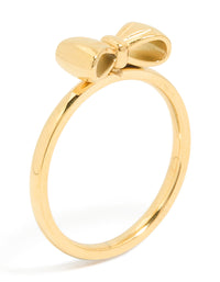 Waterproof Gold Plated Stainless Steel Bow Ring - link has visual effect only