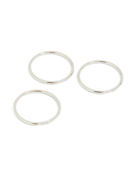 Waterproof Stainless Steel Thin Cubic Zirconia Trio Rings 3-Pack - link has visual effect only