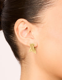 Waterproof Gold Plated Stainless Steel Long Layered Circle Hoop Earrings - link has visual effect only