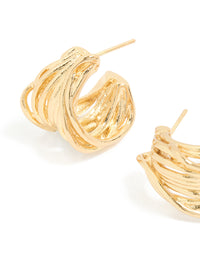 Waterproof Gold Plated Stainless Steel Multi Row Huggie Earrings - link has visual effect only