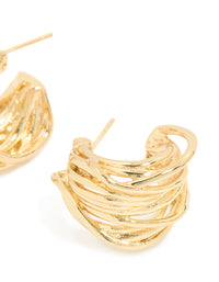 Waterproof Gold Plated Stainless Steel Multi Row Huggie Earrings - link has visual effect only