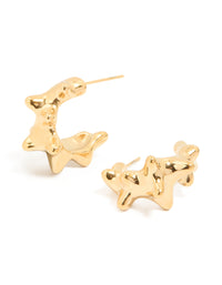 Waterproof Gold Plated Stainless Steel Sea Urchin Hoop Earrings - link has visual effect only