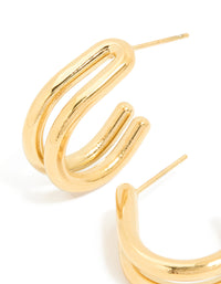 Waterproof Gold Plated Stainless Steel Double Layered Hoop Earrings - link has visual effect only