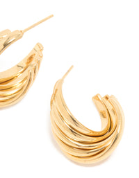 Waterproof Gold Plated Stainless Steel 4-Row Twisted Hoop Earrings - link has visual effect only